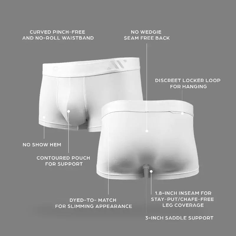 ALPHX Athletic Fit Trunks –Frost White Support & Comfort Redefined - ALPHX.com - Underwear