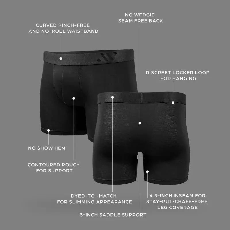 ALPHX Boxer Briefs Athletic Fit Midnight Black – Extra Leg Room - ALPHX.com - Underwear