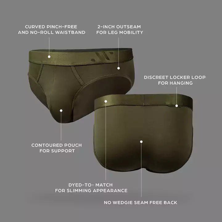 ALPHX Briefs Modern Fit Moss Green - Low Rise Full Coverage - ALPHX.com - Underwear
