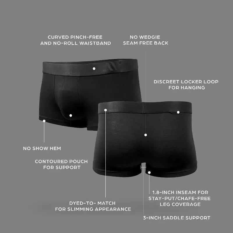ALPHX Modern Fit Trunks –Midnight Black Support & Comfort Redefined - ALPHX.com - Underwear