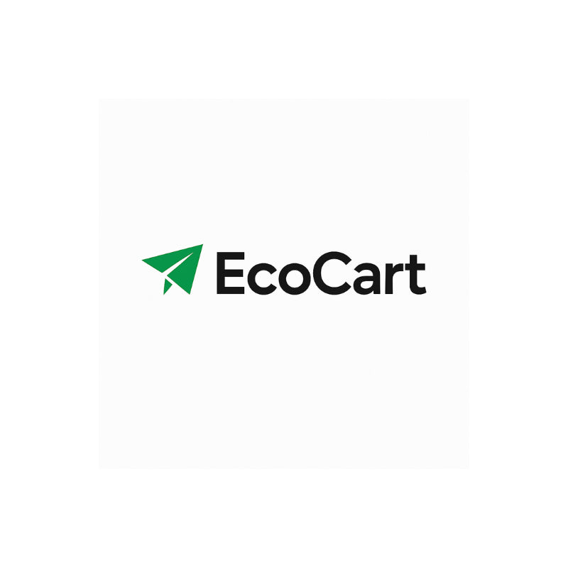 EcoCart logo featuring green paper airplane icon and bold black text symbolizing carbon offset program.